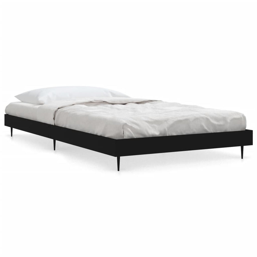 Bedframe Bewerkt Hout Zwart 90 x 190 cm
