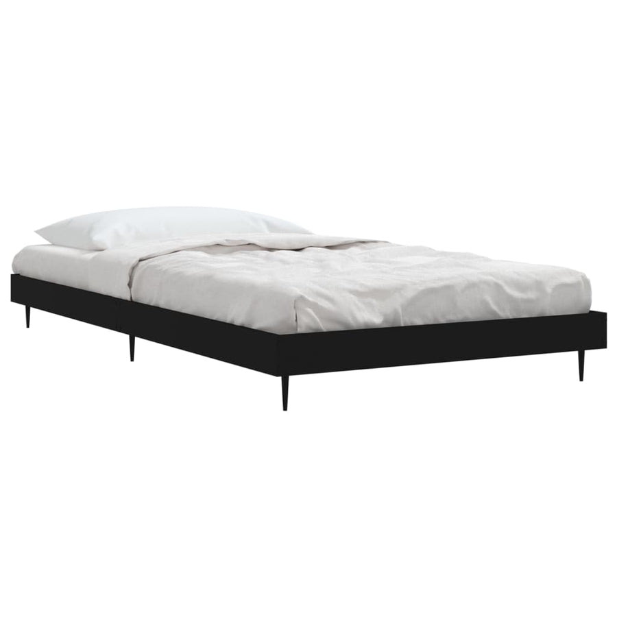 Bedframe Bewerkt Hout Zwart 90 x 190 cm