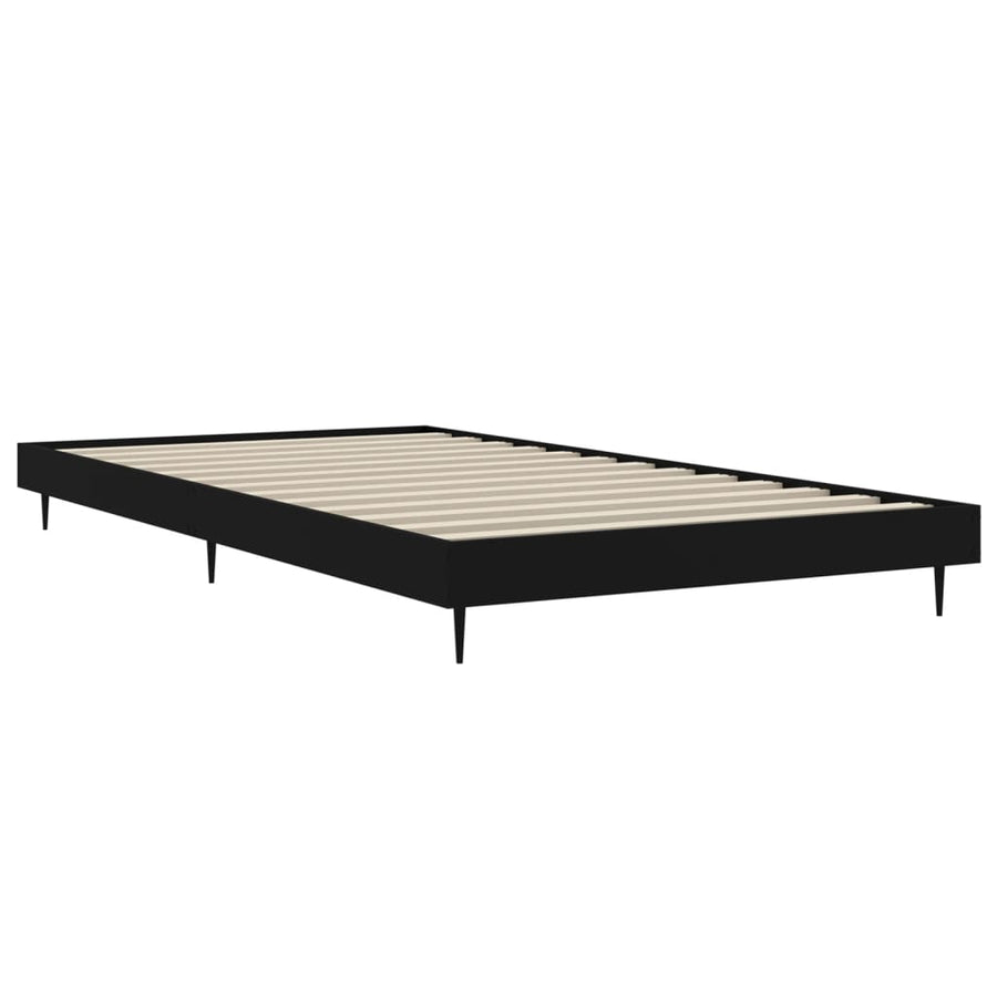 Bedframe Bewerkt Hout Zwart 90 x 190 cm