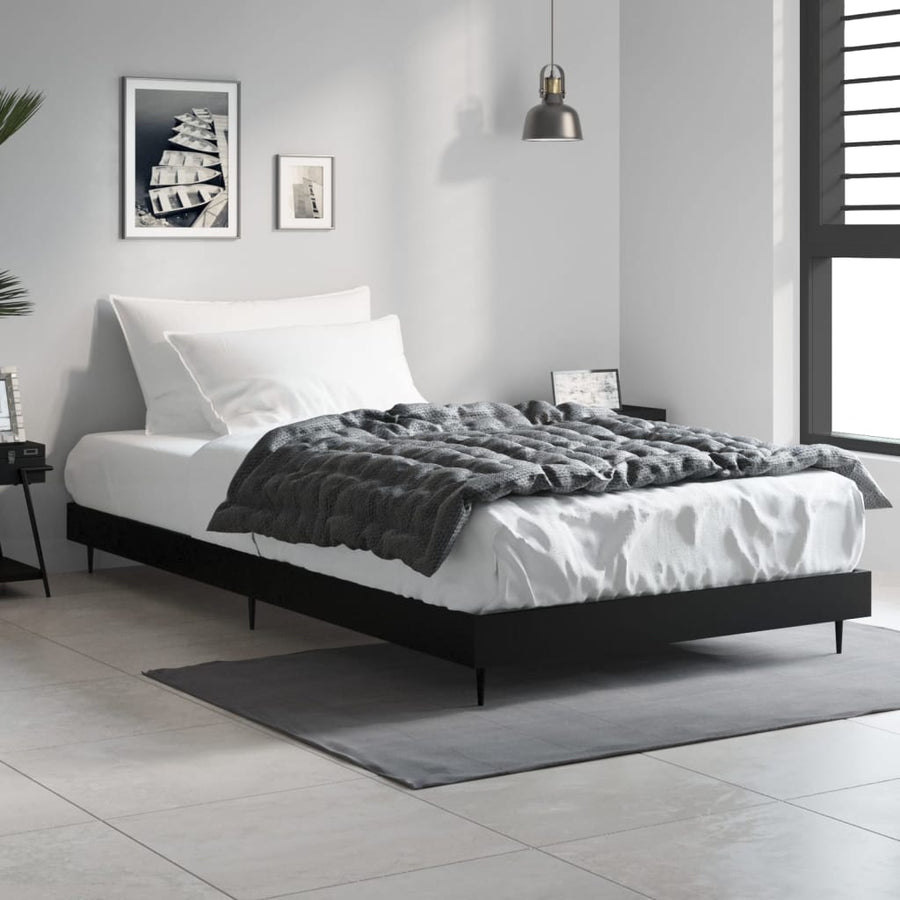 Bedframe Bewerkt Hout Zwart 90 x 190 cm