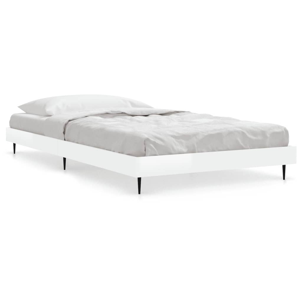 Bedframe Bewerkt Hout Hoogglans Wit 90 x 190 cm