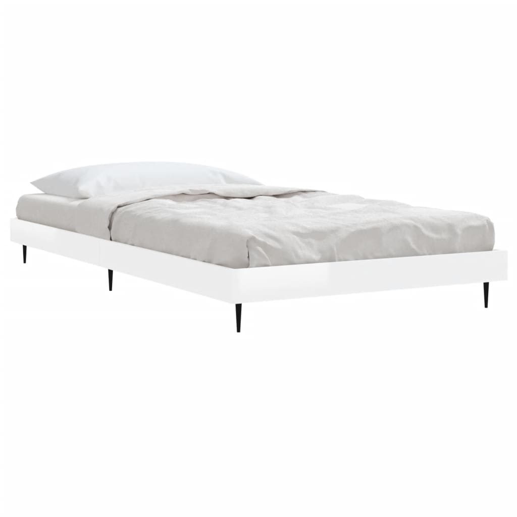 Bedframe Bewerkt Hout Hoogglans Wit 90 x 190 cm