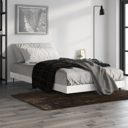 Bedframe Bewerkt Hout Hoogglans Wit 90 x 190 cm