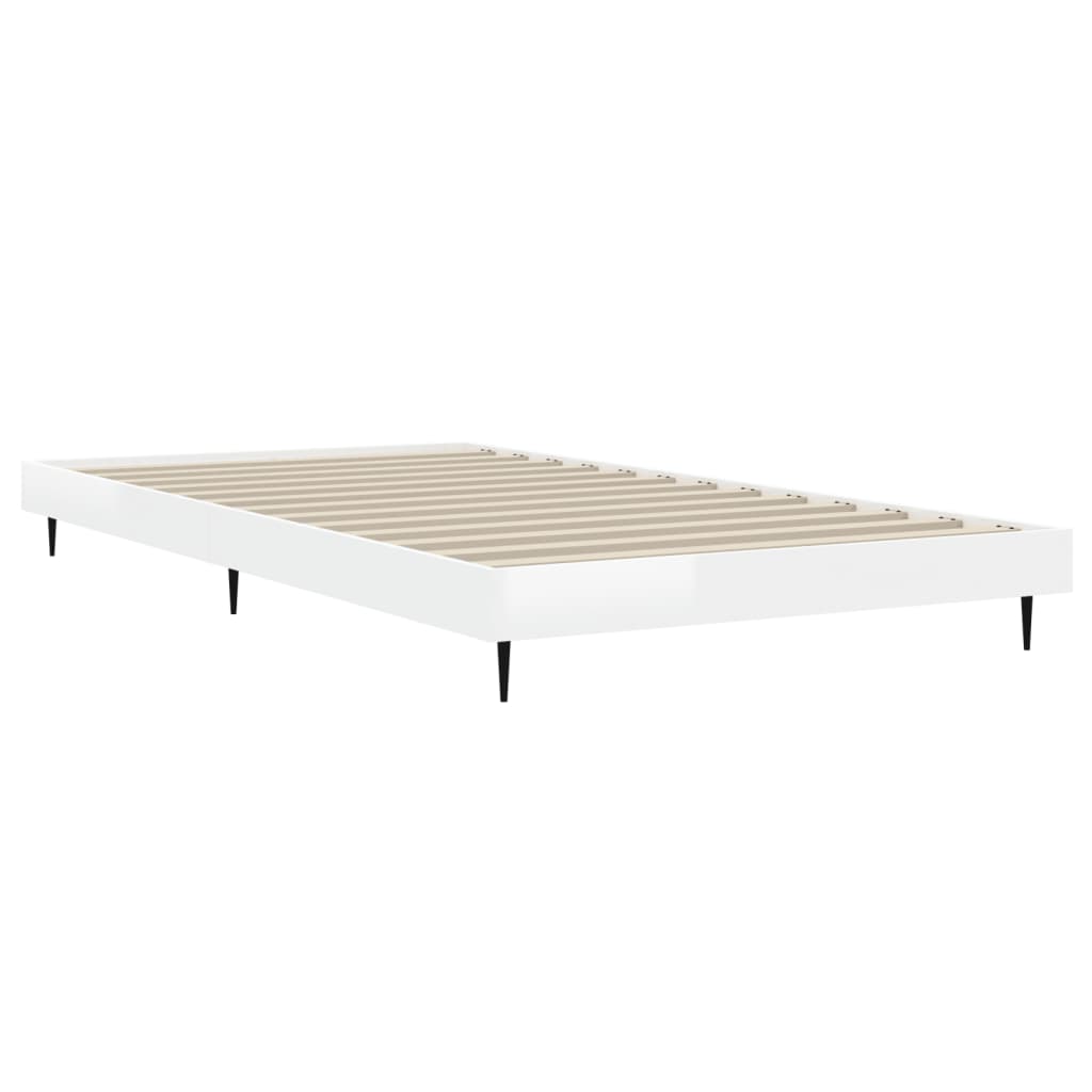 Bedframe Bewerkt Hout Hoogglans Wit 90 x 190 cm