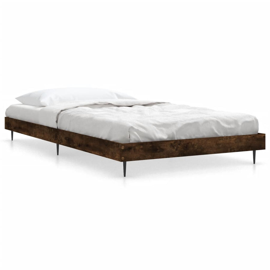 Bedframe Bewerkt Hout Kleurig Gerookt Eiken 90 x 190 cm