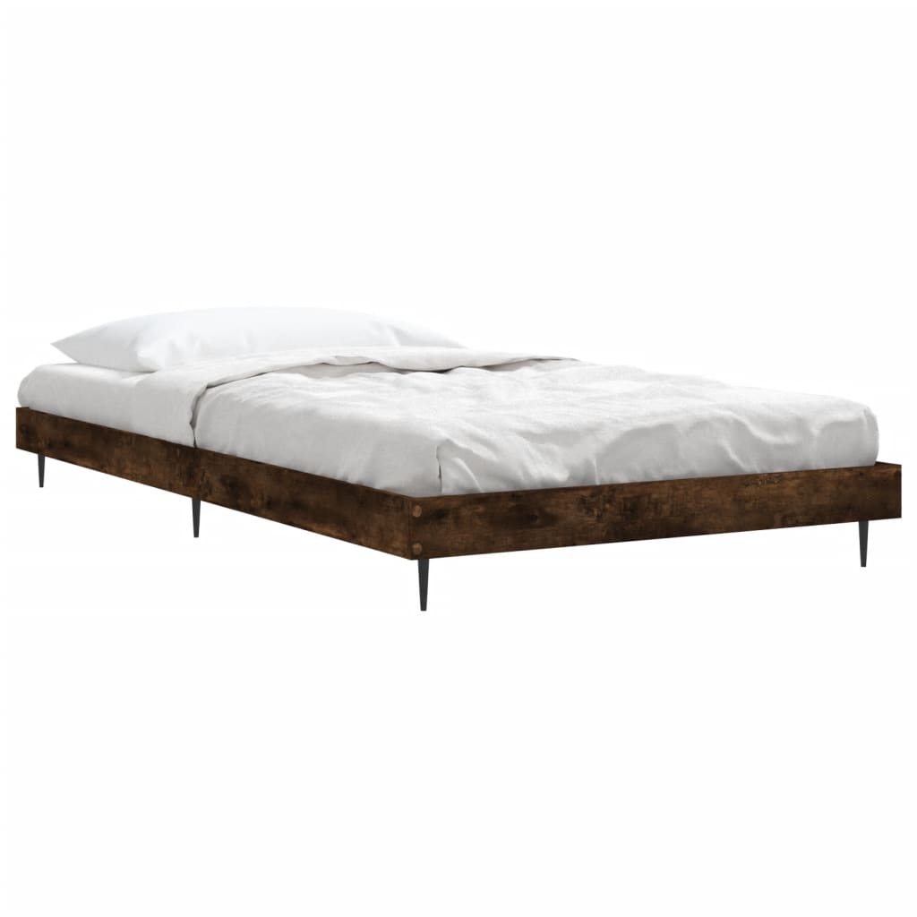 Bedframe Bewerkt Hout Kleurig Gerookt Eiken 90 x 190 cm