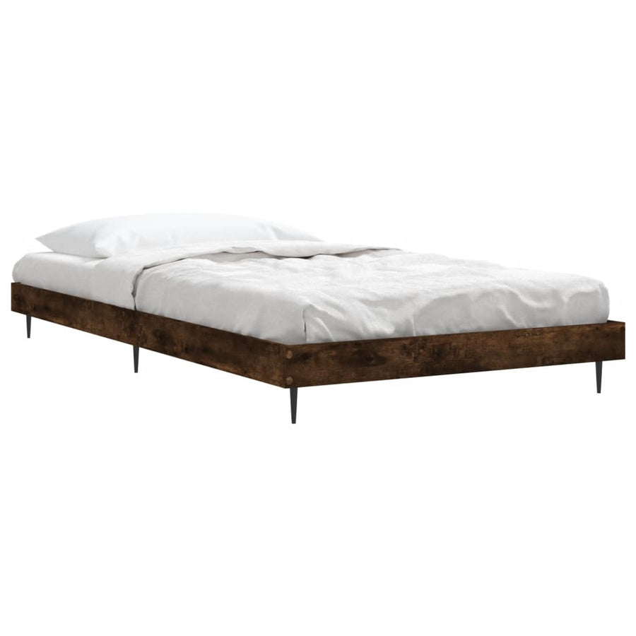Bedframe Bewerkt Hout Kleurig Gerookt Eiken 90 x 190 cm
