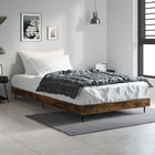 Bed frame without mattress smoked oak wood effect 90x190 cm