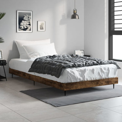 Bedframe Bewerkt Hout Kleurig Gerookt Eiken 90 x 190 cm