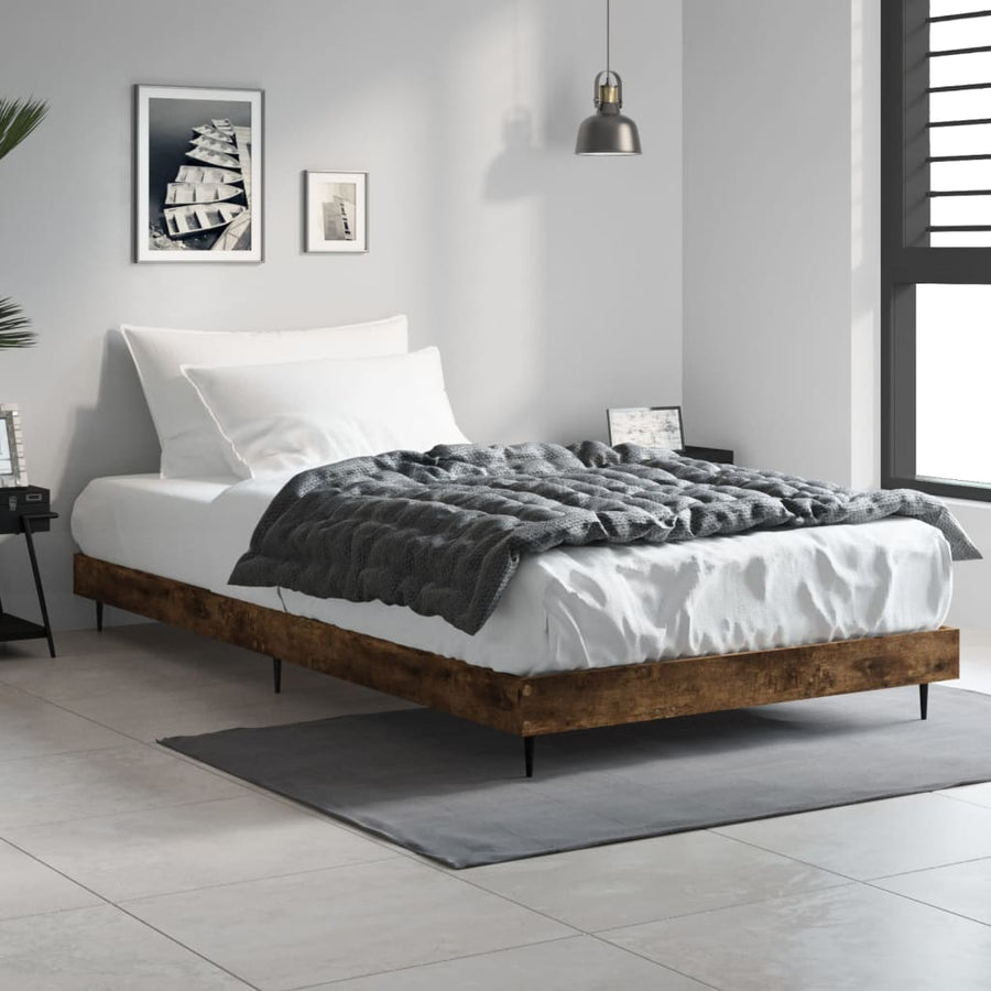 Bedframe Bewerkt Hout Kleurig Gerookt Eiken 90 x 190 cm