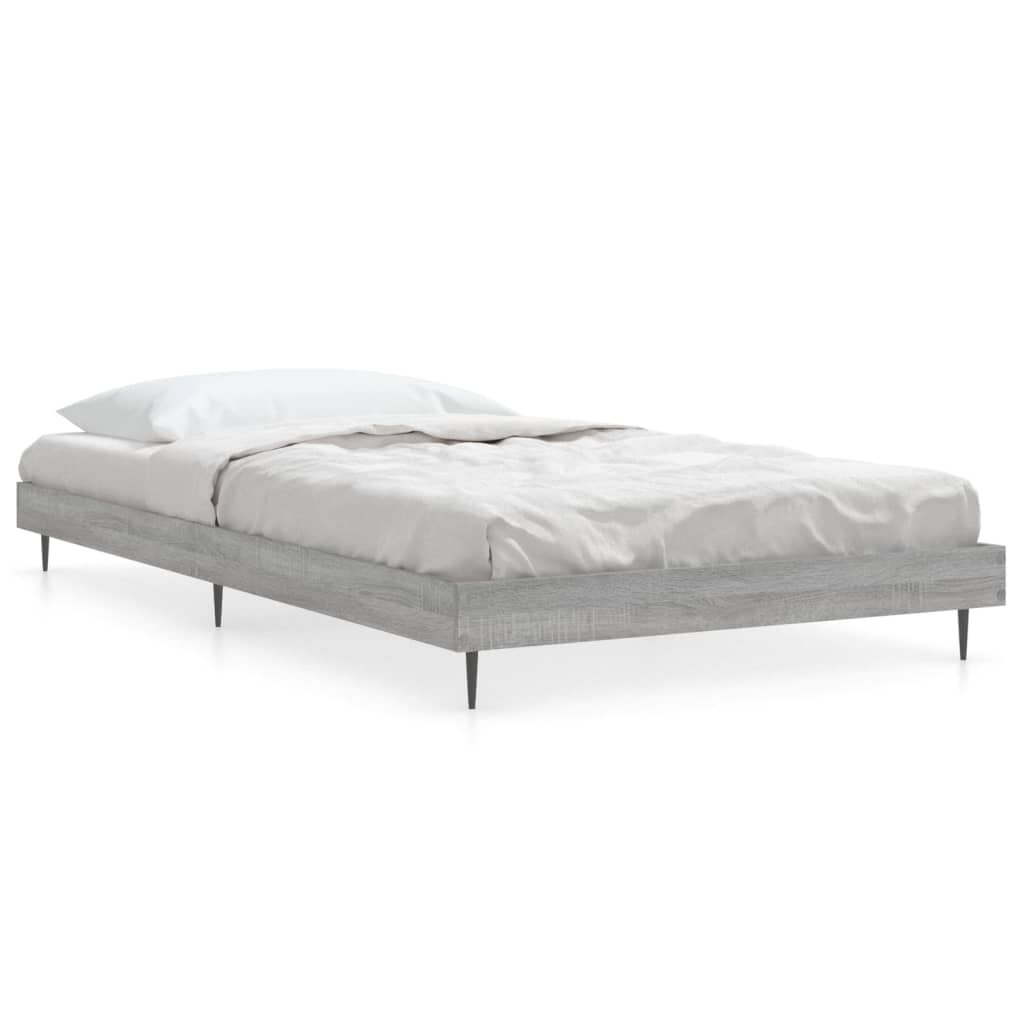 Bedframe Bewerkt Hout Eikenkleurig Grijs Sonoma 90 x 190 cm