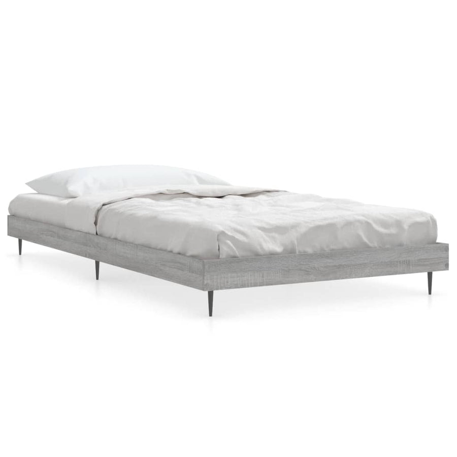 Bedframe Bewerkt Hout Eikenkleurig Grijs Sonoma 90 x 190 cm