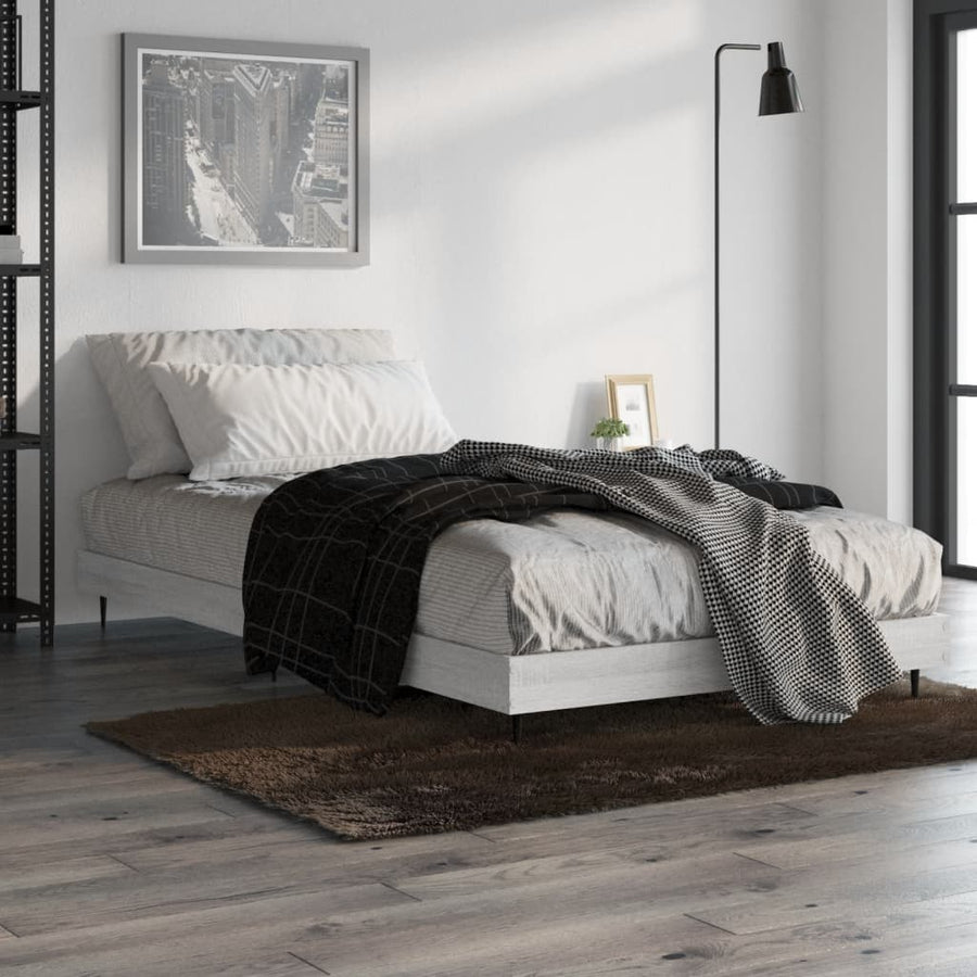 Bedframe Bewerkt Hout Eikenkleurig Grijs Sonoma 90 x 190 cm