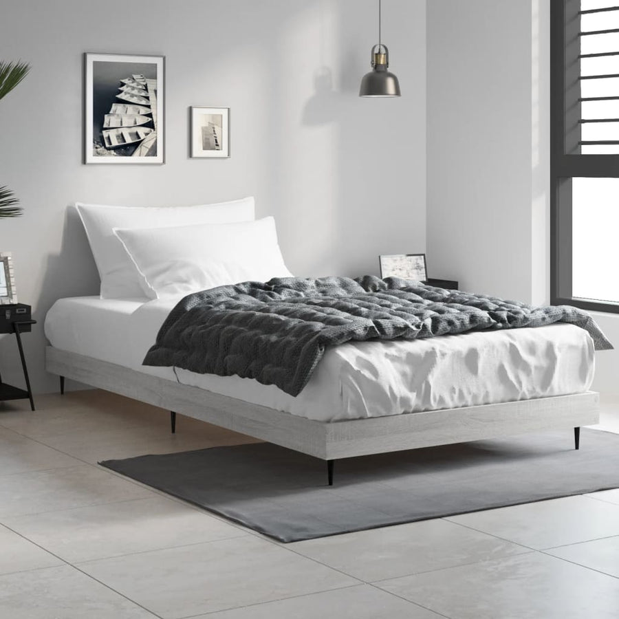 Bedframe Bewerkt Hout Eikenkleurig Grijs Sonoma 90 x 190 cm