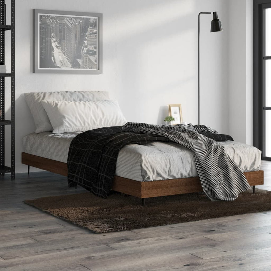 Bedframe Bewerkt Hout Bruin Eikenkleur 90 x 190 cm
