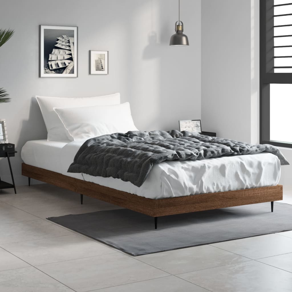 Bedframe Bewerkt Hout Bruin Eikenkleur 90 x 190 cm