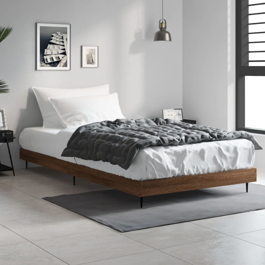 Bedframe Bewerkt Hout Bruin Eikenkleur 90 x 190 cm