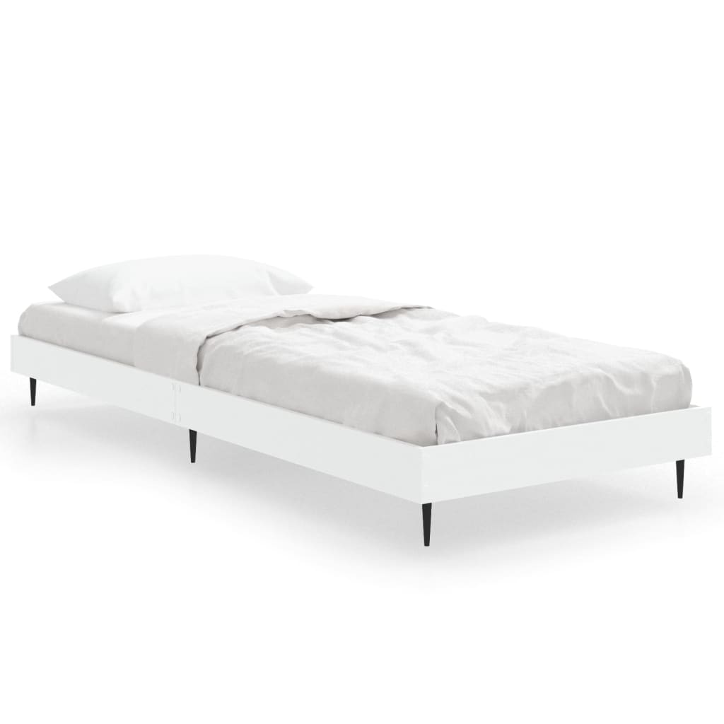 Bedframe Bewerkt Hout Wit 75 x 190 cm