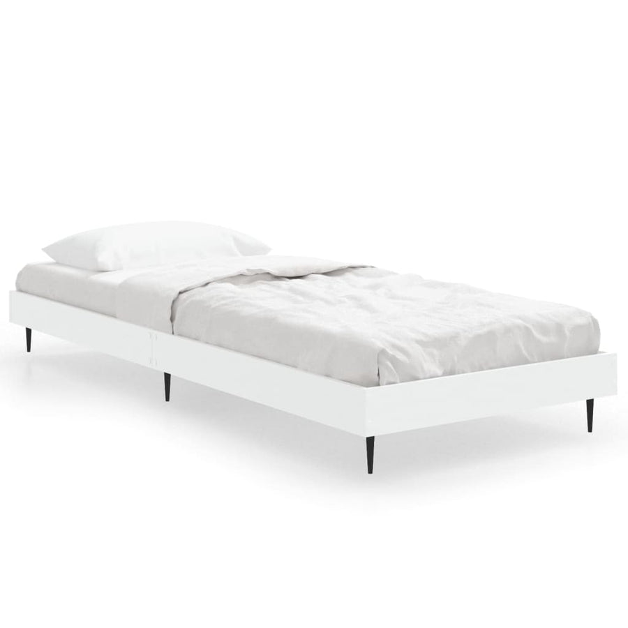 Bedframe Bewerkt Hout Wit 75 x 190 cm