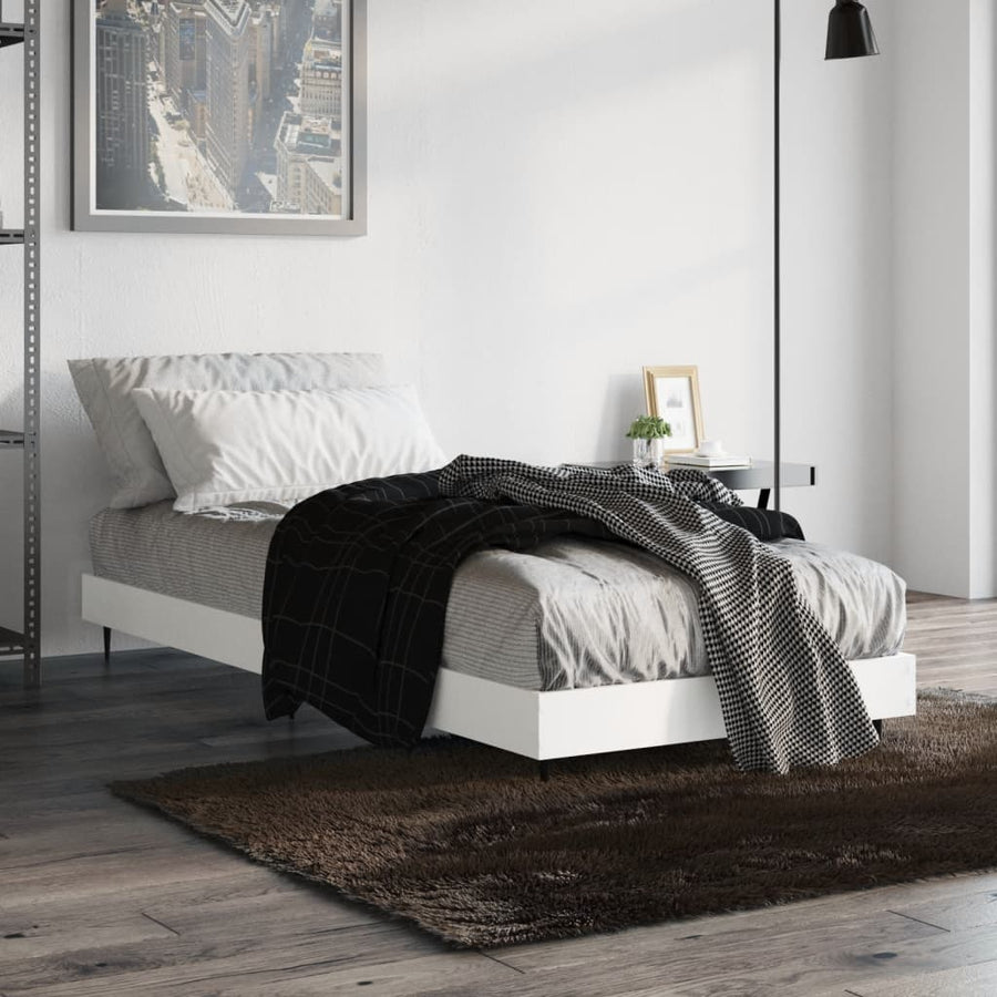 Bedframe Bewerkt Hout Wit 75 x 190 cm
