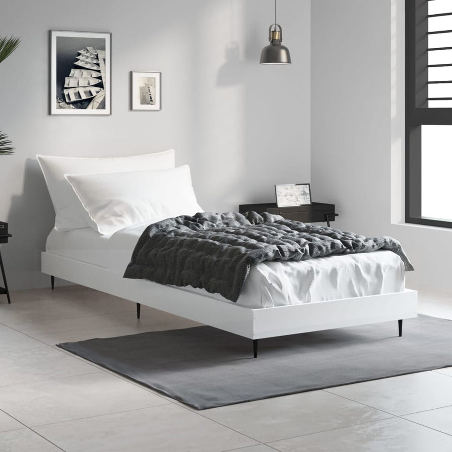 Bedframe Bewerkt Hout Wit 75 x 190 cm