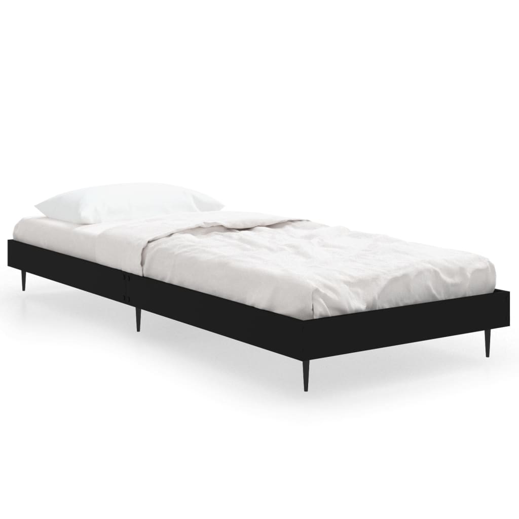 Bedframe Bewerkt Hout Zwart 75 x 190 cm