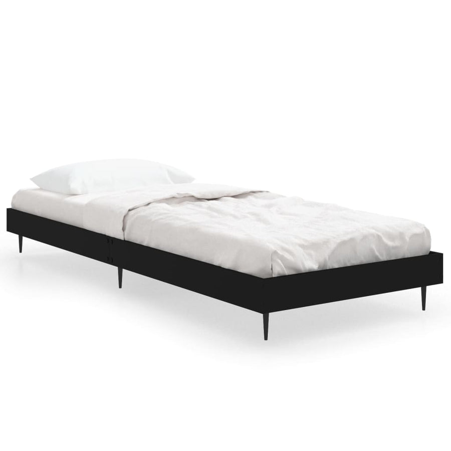 Bedframe Bewerkt Hout Zwart 75 x 190 cm