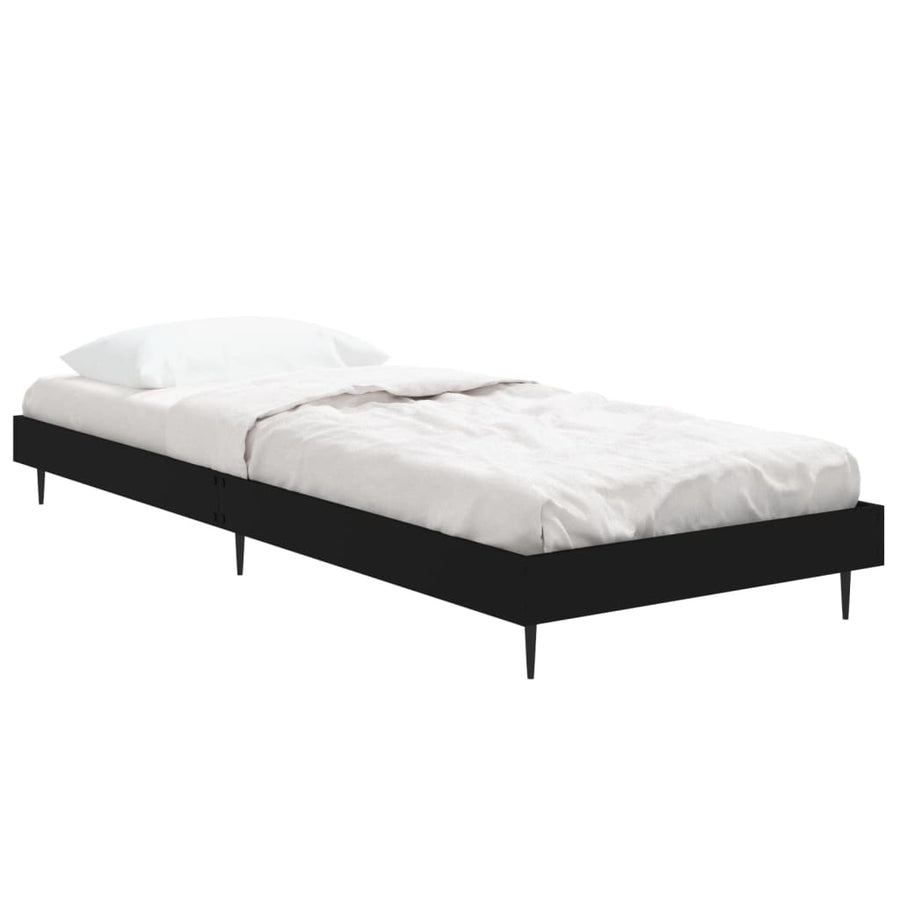 Bedframe Bewerkt Hout Zwart 75 x 190 cm