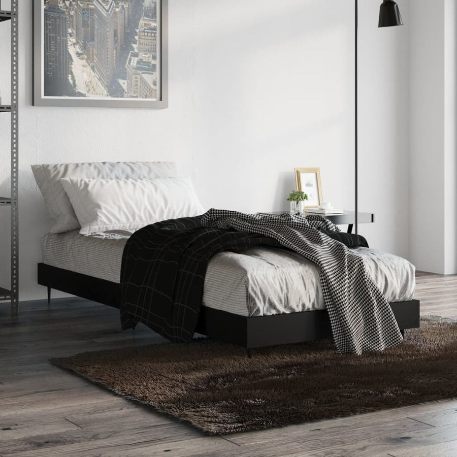 Bedframe Bewerkt Hout Zwart 75 x 190 cm