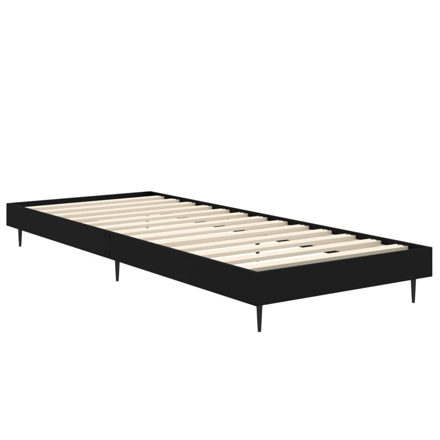 Bedframe Bewerkt Hout Zwart 75 x 190 cm