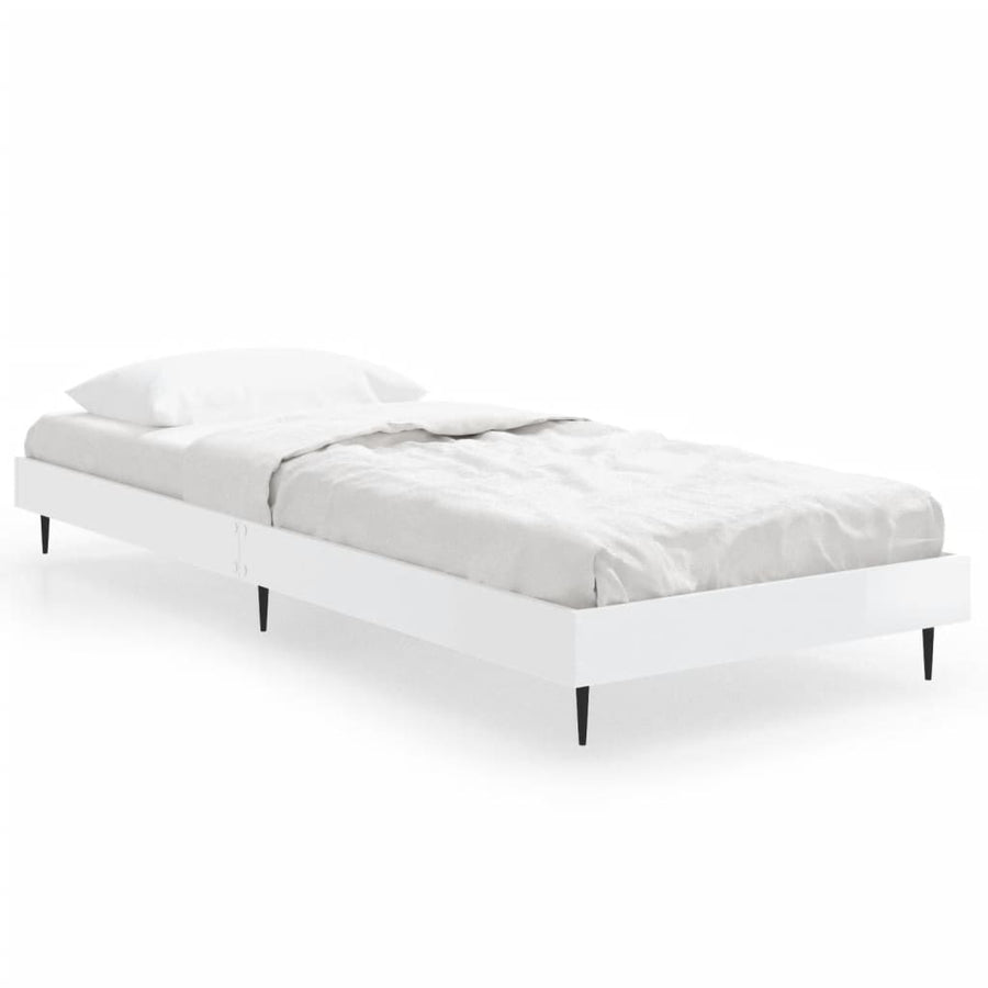Bedframe Bewerkt Hout Hoogglans Wit 75 x 190 cm