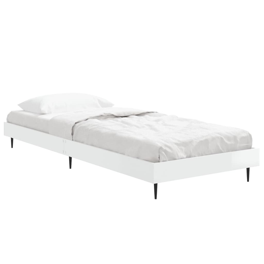 Bedframe Bewerkt Hout Hoogglans Wit 75 x 190 cm