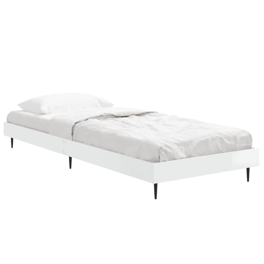 Bedframe Bewerkt Hout Hoogglans Wit 75 x 190 cm