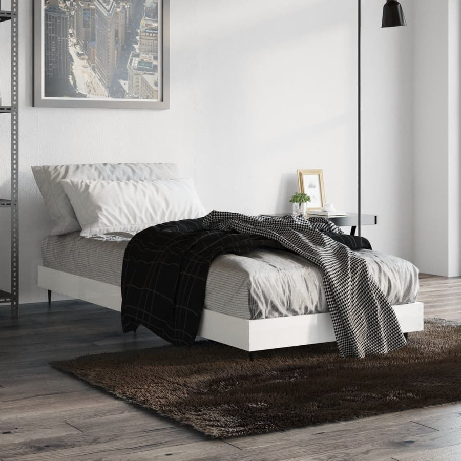 Bedframe Bewerkt Hout Hoogglans Wit 75 x 190 cm
