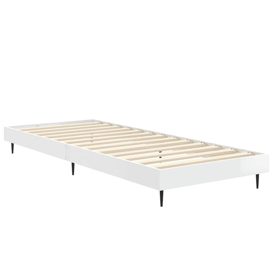 Bedframe Bewerkt Hout Hoogglans Wit 75 x 190 cm