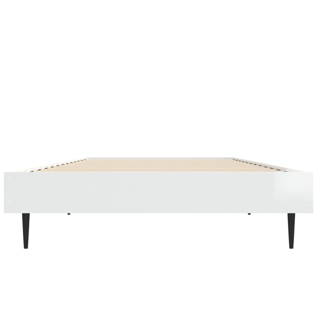 Bedframe Bewerkt Hout Hoogglans Wit 75 x 190 cm