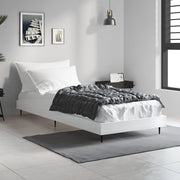 Bedframe 75x190 cm bewerkt hout hoogglans wit