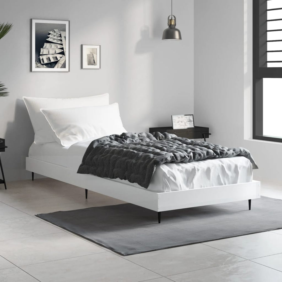 Bedframe Bewerkt Hout Hoogglans Wit 75 x 190 cm