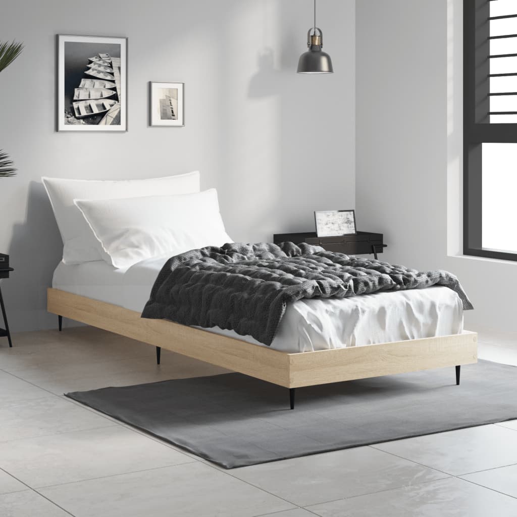 Bedframe Bewerkt Hout Kleurig Sonoma Eiken 75 x 190 cm
