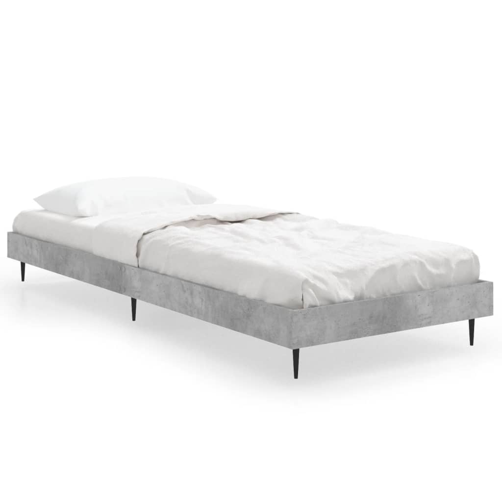 Bedframe Bewerkt Hout Betongrijs 75 x 190 cm