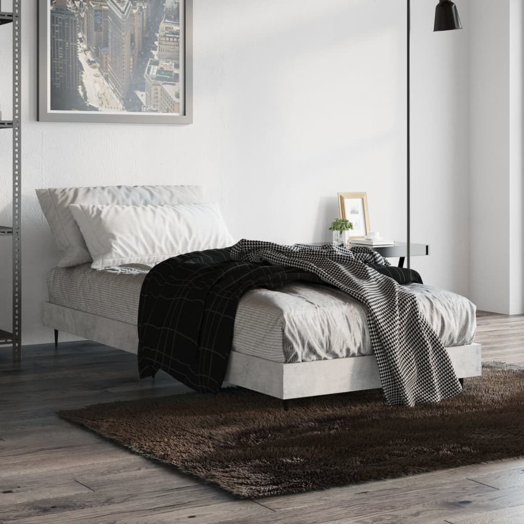 Bedframe Bewerkt Hout Betongrijs 75 x 190 cm