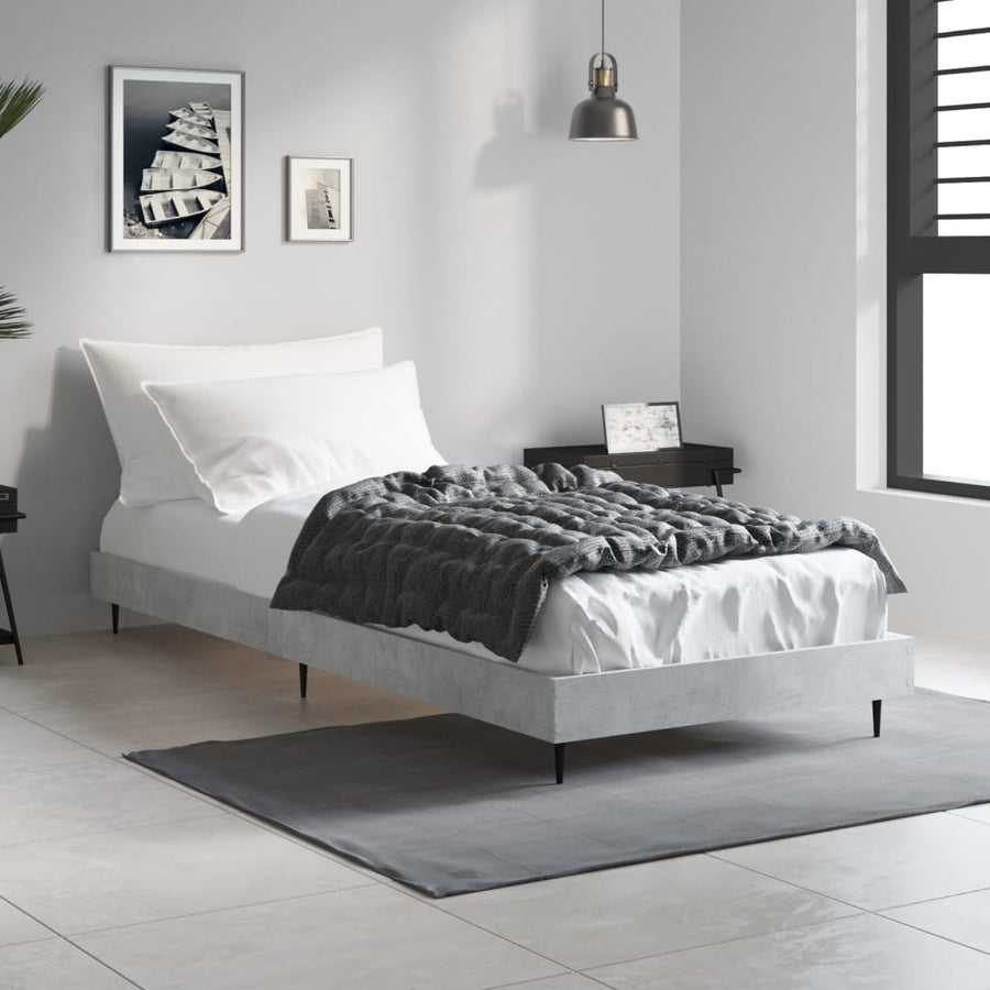Bedframe Bewerkt Hout Betongrijs 75 x 190 cm