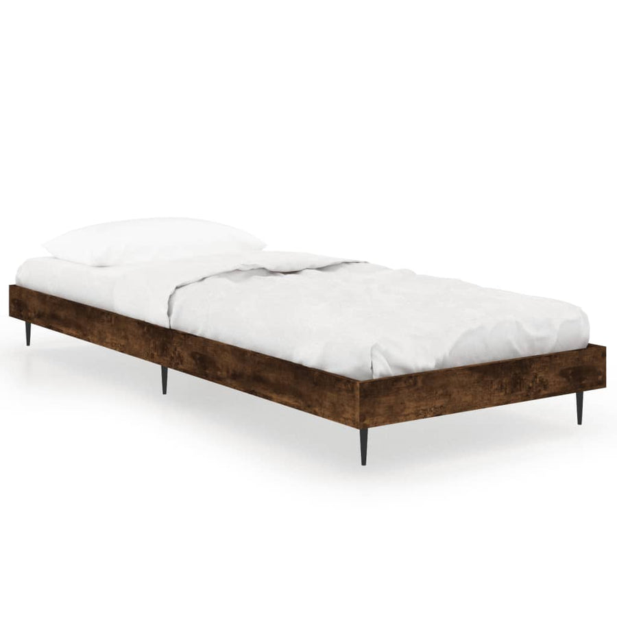 Bedframe Bewerkt Hout Kleurig Gerookt Eiken 75 x 190 cm