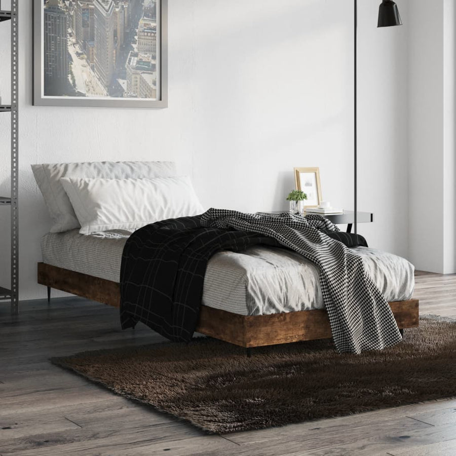 Bedframe Bewerkt Hout Kleurig Gerookt Eiken 75 x 190 cm