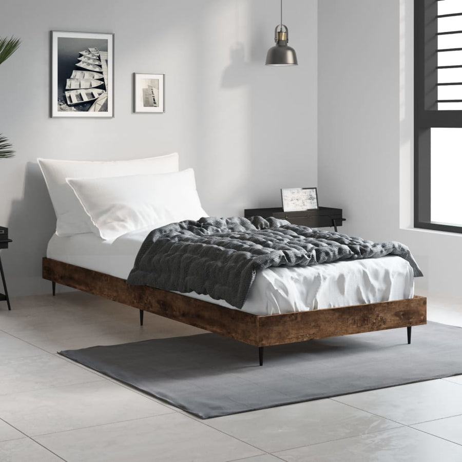 Bedframe Bewerkt Hout Kleurig Gerookt Eiken 75 x 190 cm
