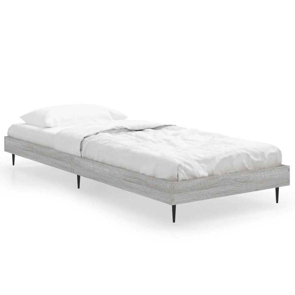 Bedframe Bewerkt Hout Eikenkleurig Grijs Sonoma 75 x 190 cm