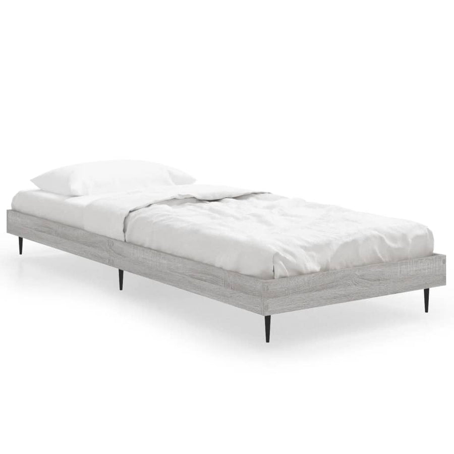 Bedframe Bewerkt Hout Eikenkleurig Grijs Sonoma 75 x 190 cm