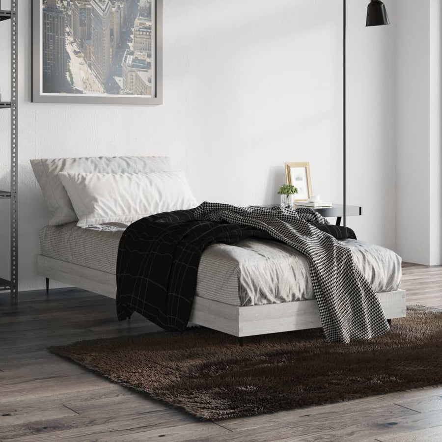 Bedframe Bewerkt Hout Eikenkleurig Grijs Sonoma 75 x 190 cm