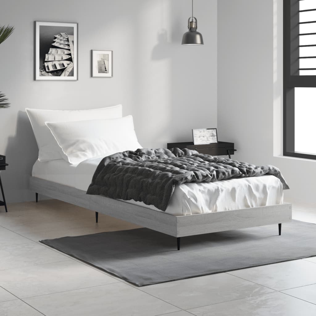 Bedframe Bewerkt Hout Eikenkleurig Grijs Sonoma 75 x 190 cm