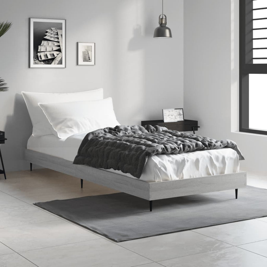 Bedframe Bewerkt Hout Eikenkleurig Grijs Sonoma 75 x 190 cm